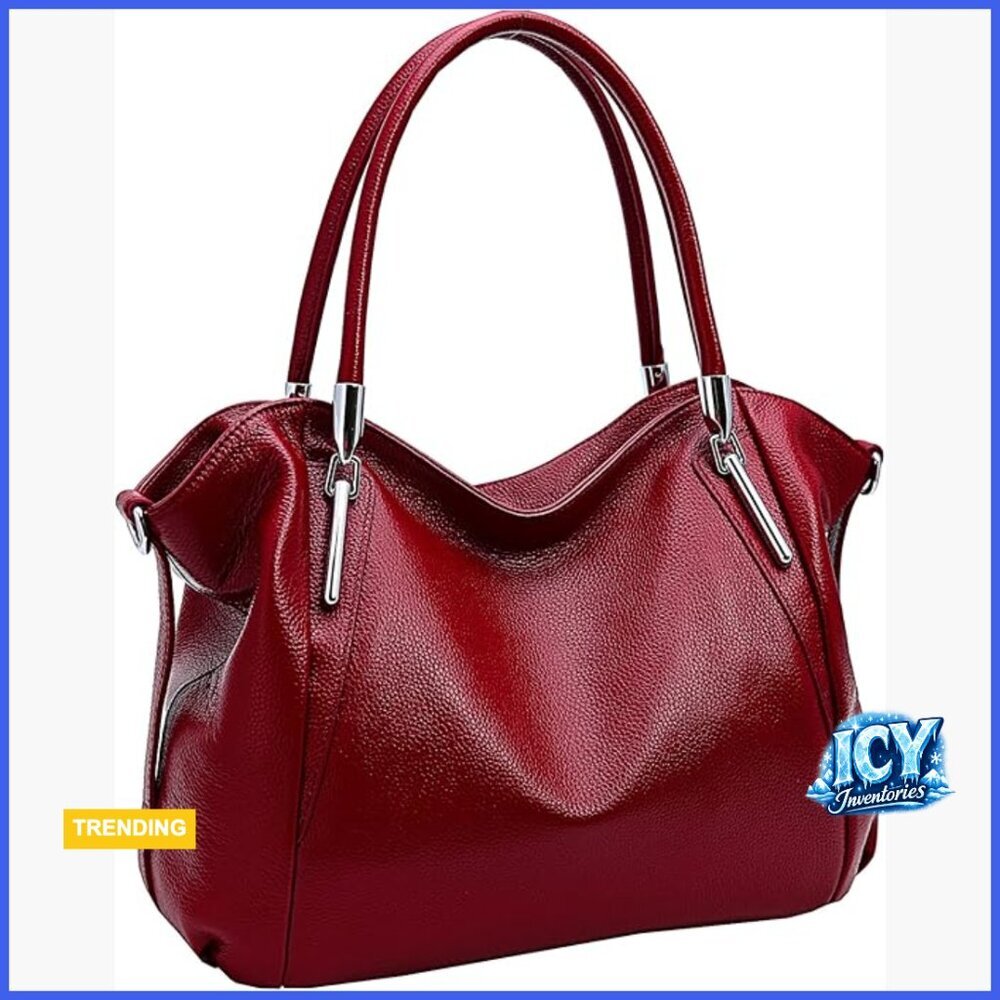 Premium Leather Tote Handbag with Detachable Shoulder Strap